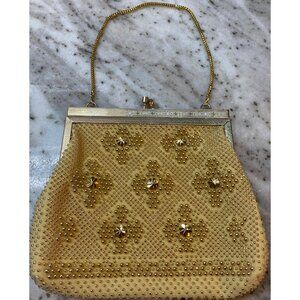 Vintage MGT Gold Chain Strap Beaded Mini Handbag Clutch Coin Purse Hong Kong